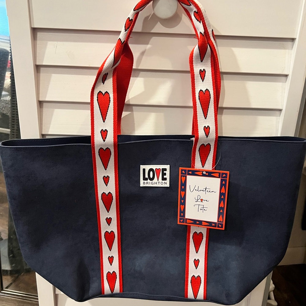 Brighton Navy Tote Bag with Red Accents